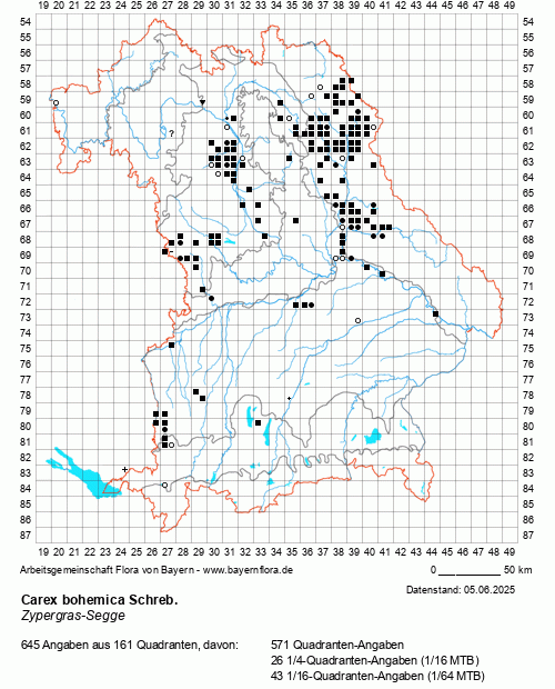 Die Verbreitungskarte zu Carex bohemica Schreb. wird geladen ...