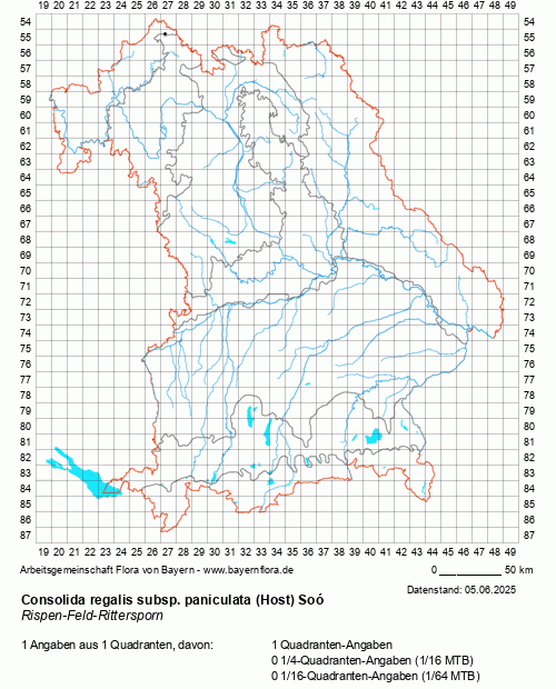 Die Verbreitungskarte zu Consolida regalis subsp. paniculata (Host) Soó wird geladen ...