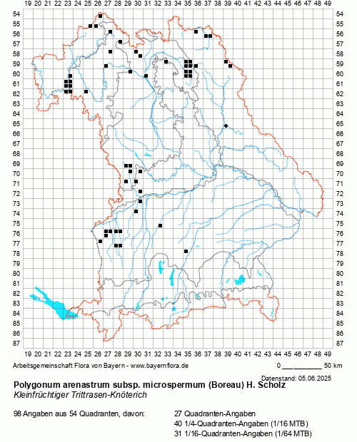 Die Verbreitungskarte zu Polygonum arenastrum subsp. microspermum (Boreau) H. Scholz wird geladen ...