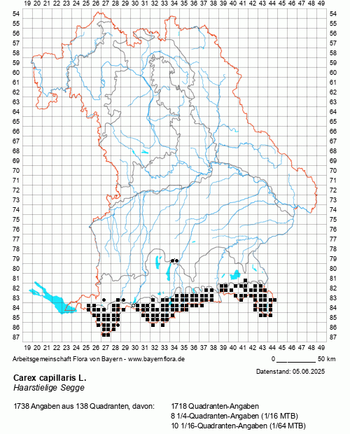 Die Verbreitungskarte zu Carex capillaris L. wird geladen ...