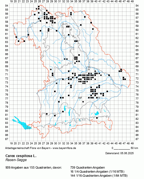 Die Verbreitungskarte zu Carex cespitosa L. wird geladen ...