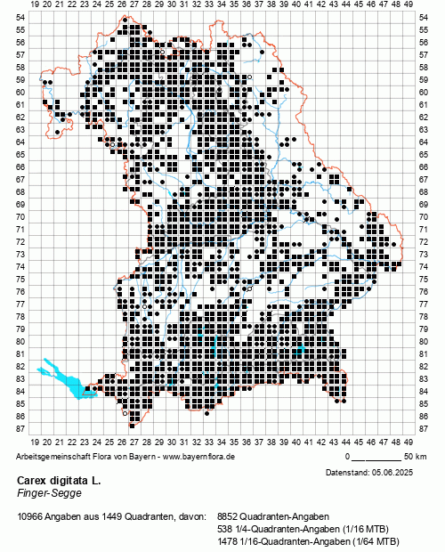 Die Verbreitungskarte zu Carex digitata L. wird geladen ...