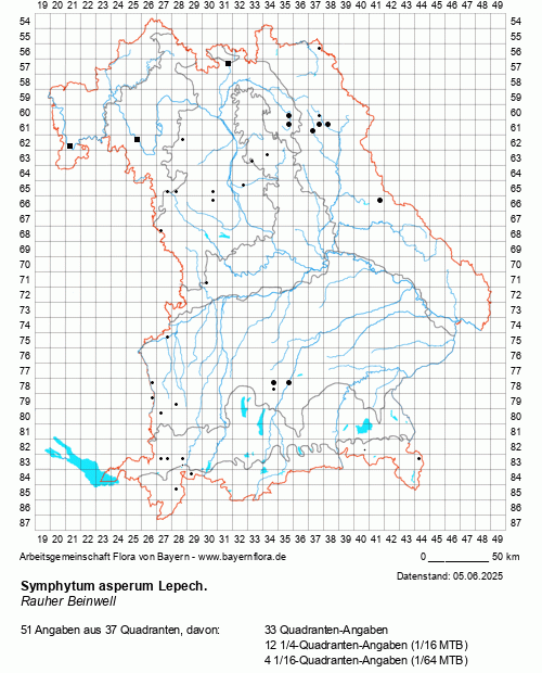 Die Verbreitungskarte zu Symphytum asperum Lepech. wird geladen ...