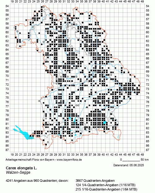 Die Verbreitungskarte zu Carex elongata L. wird geladen ...