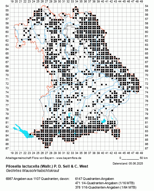 Die Verbreitungskarte zu Pilosella lactucella (Wallr.) P. D. Sell & C. West wird geladen ...