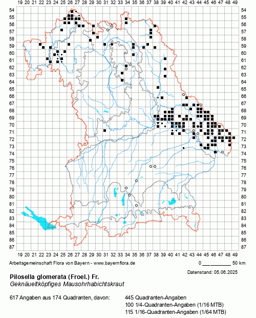 Die Verbreitungskarte zu Pilosella glomerata (Froel.) Fr. wird geladen ...
