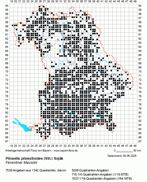 Die Verbreitungskarte zu Pilosella piloselloides (Vill.) Soják wird geladen ...