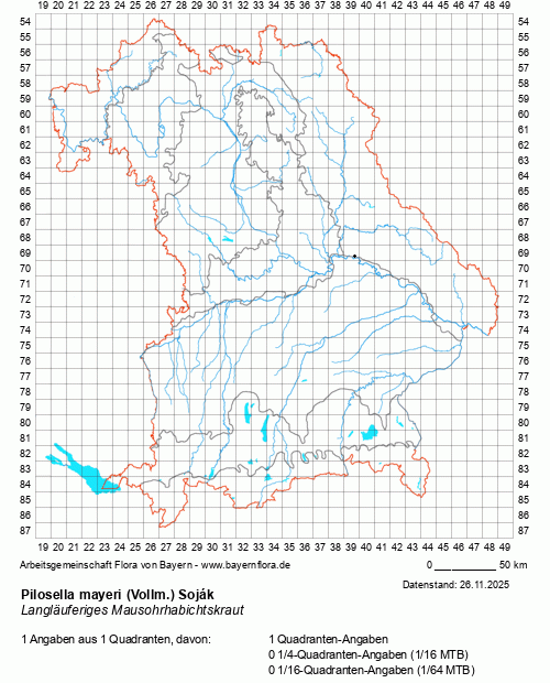 Die Verbreitungskarte zu Pilosella mayeri (Vollm.) Soják wird geladen ...