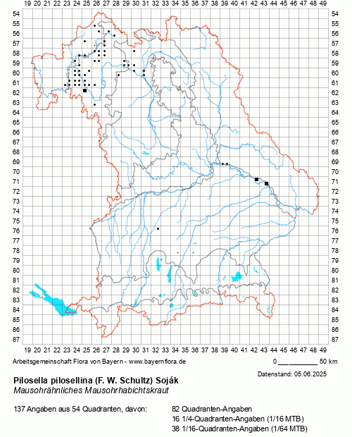 Die Verbreitungskarte zu Pilosella pilosellina (F. W. Schultz) Soják wird geladen ...