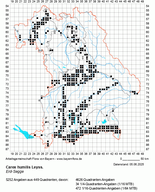 Die Verbreitungskarte zu Carex humilis Leyss. wird geladen ...