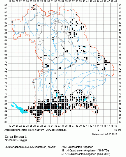 Die Verbreitungskarte zu Carex limosa L. wird geladen ...
