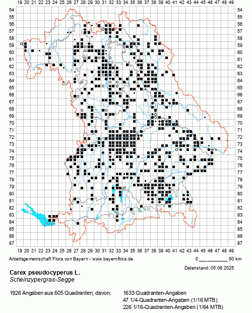 Die Verbreitungskarte zu Carex pseudocyperus L. wird geladen ...