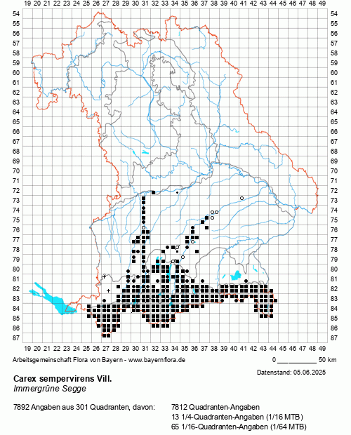 Die Verbreitungskarte zu Carex sempervirens Vill. wird geladen ...