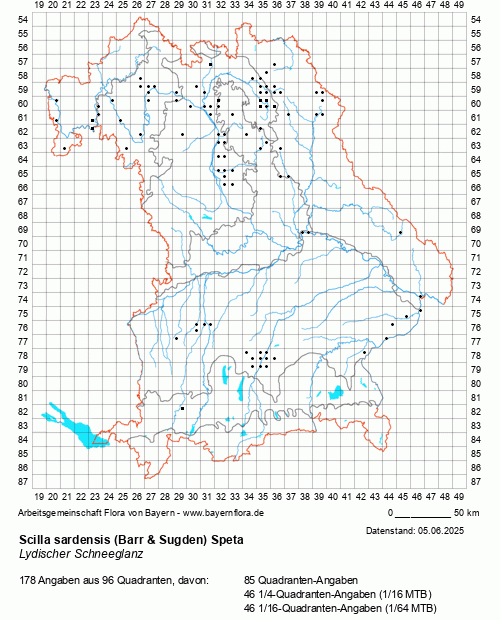 Die Verbreitungskarte zu Scilla sardensis (Barr & Sugden) Speta wird geladen ...