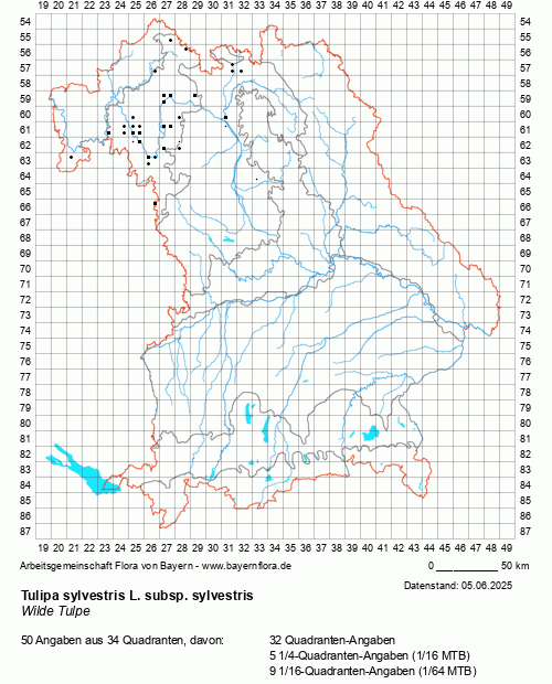 Die Verbreitungskarte zu Tulipa sylvestris L. subsp. sylvestris wird geladen ...