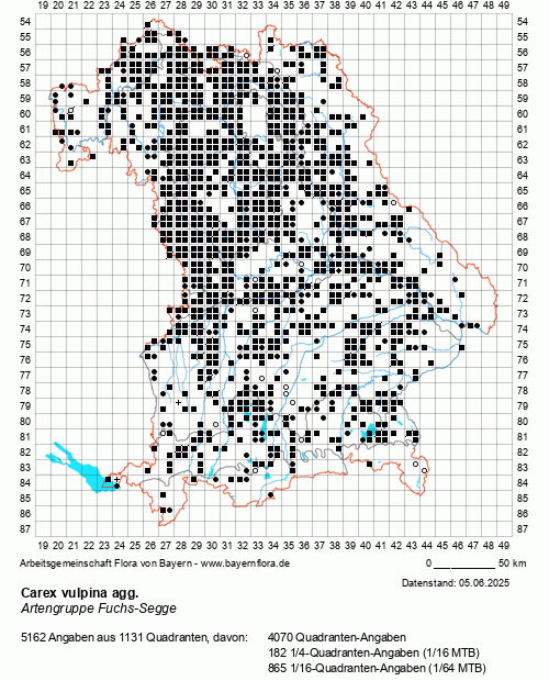Die Verbreitungskarte zu Carex vulpina agg. wird geladen ...