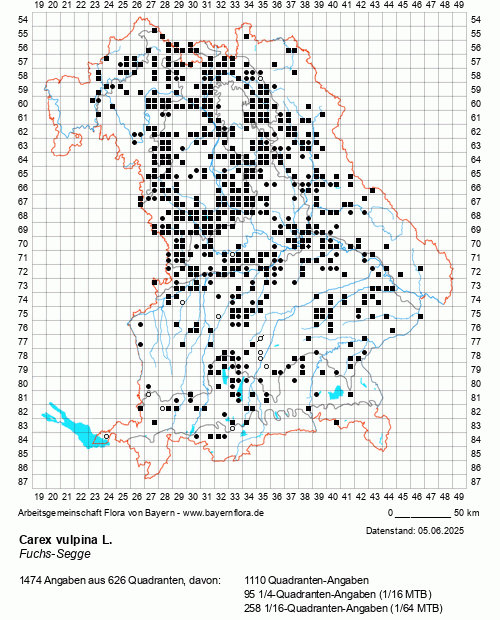 Die Verbreitungskarte zu Carex vulpina L. wird geladen ...