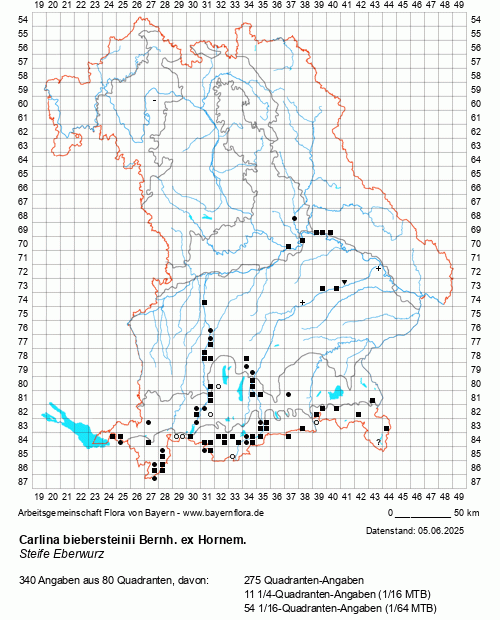 Die Verbreitungskarte zu Carlina biebersteinii Bernh. ex Hornem. wird geladen ...