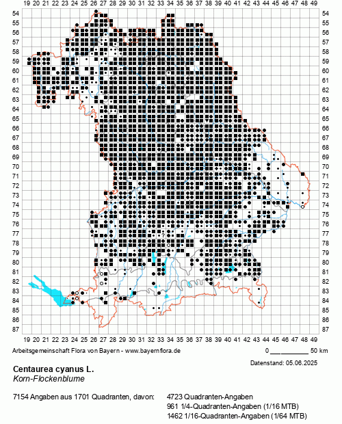 Die Verbreitungskarte zu Centaurea cyanus L. wird geladen ...