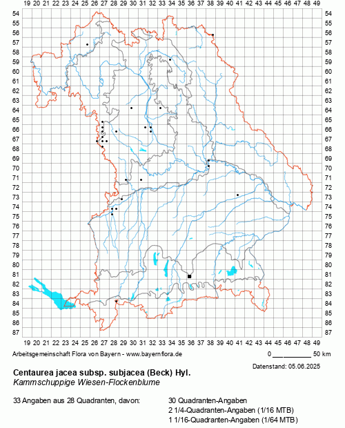 Die Verbreitungskarte zu Centaurea jacea subsp. subjacea (Beck) Hyl. wird geladen ...