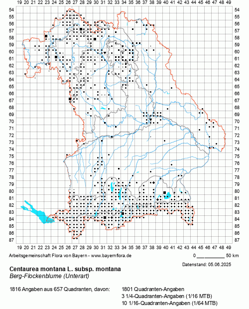 Die Verbreitungskarte zu Centaurea montana L. subsp. montana wird geladen ...