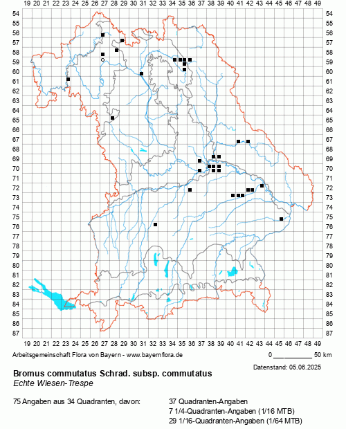 Die Verbreitungskarte zu Bromus commutatus Schrad. subsp. commutatus wird geladen ...