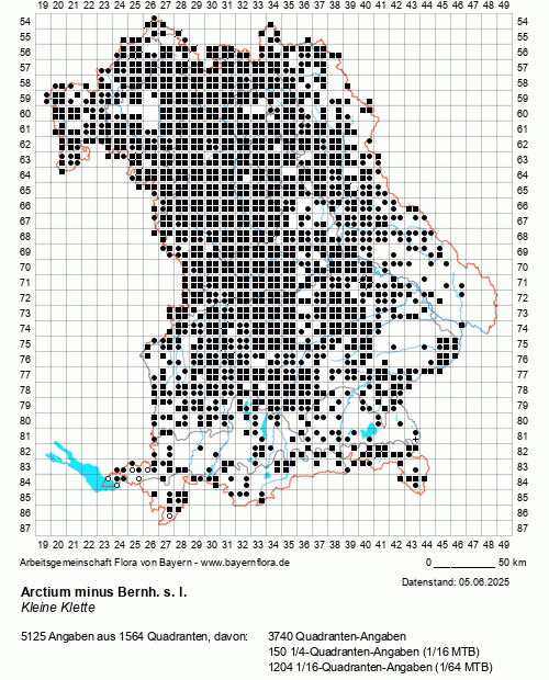 Die Verbreitungskarte zu Arctium minus Bernh. s. l. wird geladen ...