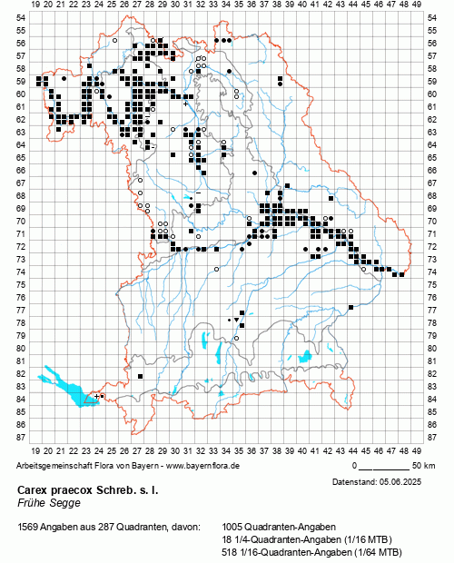 Die Verbreitungskarte zu Carex praecox Schreb. s. l. wird geladen ...