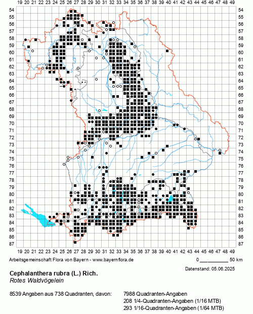 Die Verbreitungskarte zu Cephalanthera rubra (L.) Rich. wird geladen ...