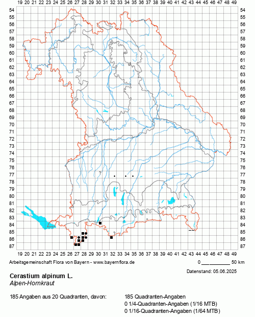 Die Verbreitungskarte zu Cerastium alpinum L. wird geladen ...