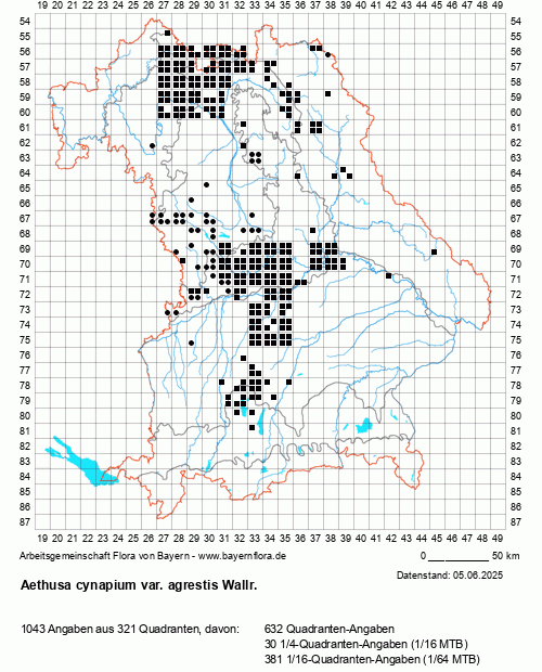 Die Verbreitungskarte zu Aethusa cynapium var. agrestis Wallr. wird geladen ...