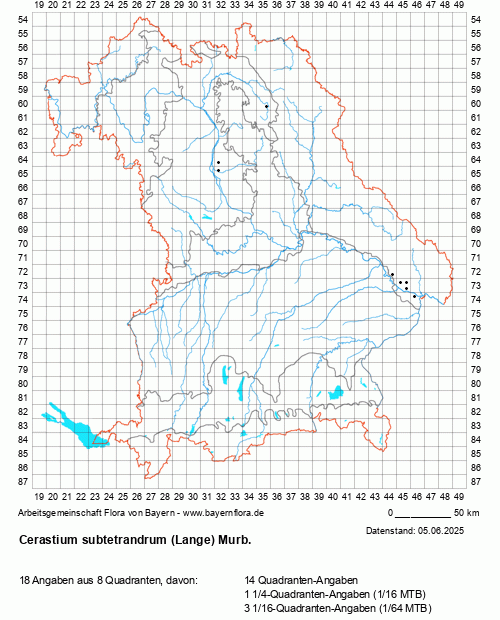 Die Verbreitungskarte zu Cerastium subtetrandrum (Lange) Murb. wird geladen ...