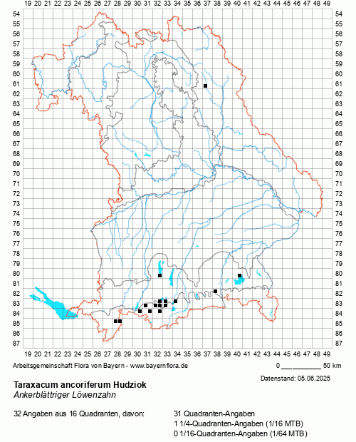 Die Verbreitungskarte zu Taraxacum ancoriferum Hudziok wird geladen ...