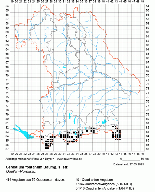 Die Verbreitungskarte zu Cerastium fontanum Baumg. s. str. wird geladen ...