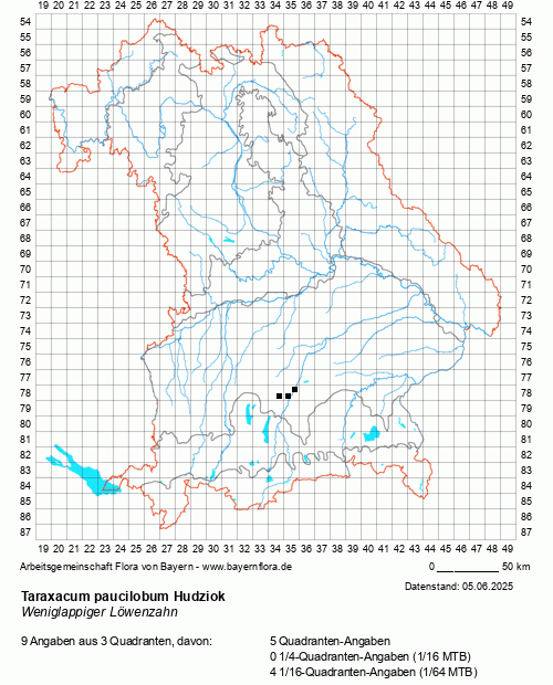 Die Verbreitungskarte zu Taraxacum paucilobum Hudziok wird geladen ...