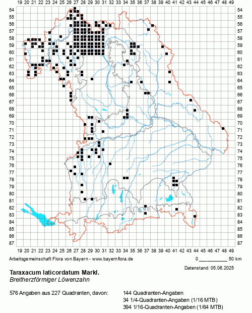 Die Verbreitungskarte zu Taraxacum laticordatum Markl. wird geladen ...