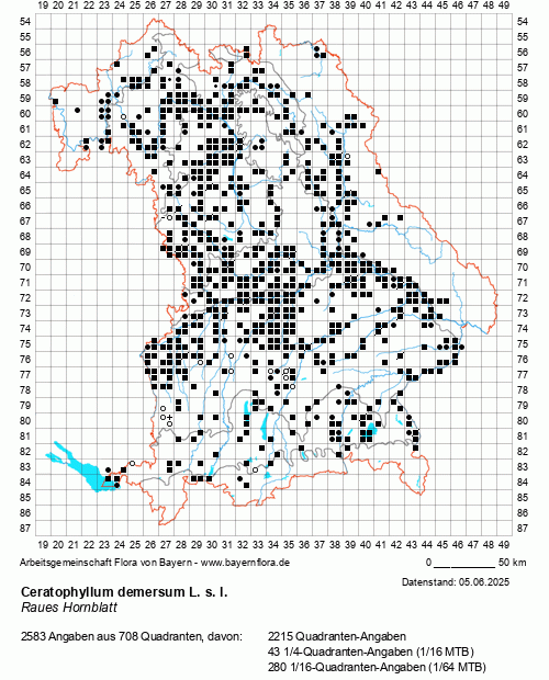 Die Verbreitungskarte zu Ceratophyllum demersum L. s. l. wird geladen ...