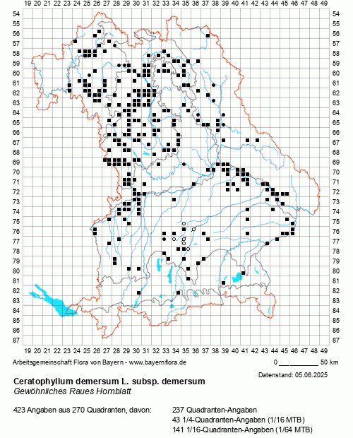 Die Verbreitungskarte zu Ceratophyllum demersum L. subsp. demersum wird geladen ...