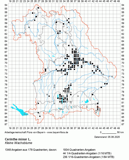 Die Verbreitungskarte zu Cerinthe minor L. wird geladen ...