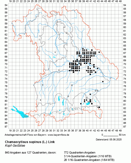 Die Verbreitungskarte zu Chamaecytisus supinus (L.) Link wird geladen ...