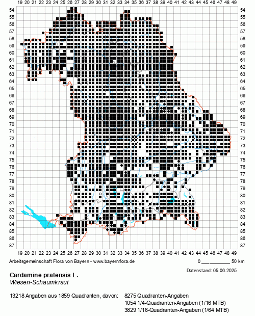 Die Verbreitungskarte zu Cardamine pratensis L. wird geladen ...