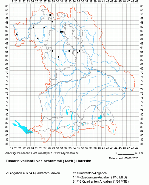 Die Verbreitungskarte zu Fumaria vaillantii var. schrammii (Asch.) Hausskn. wird geladen ...