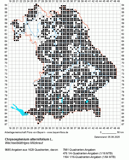 Die Verbreitungskarte zu Chrysosplenium alternifolium L. wird geladen ...