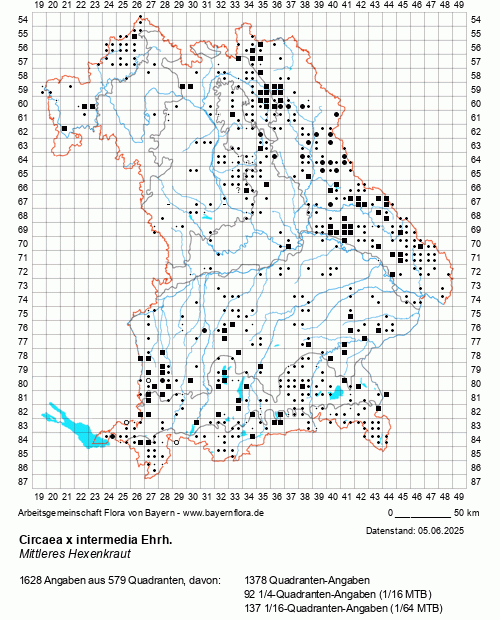 Die Verbreitungskarte zu Circaea x intermedia Ehrh. wird geladen ...