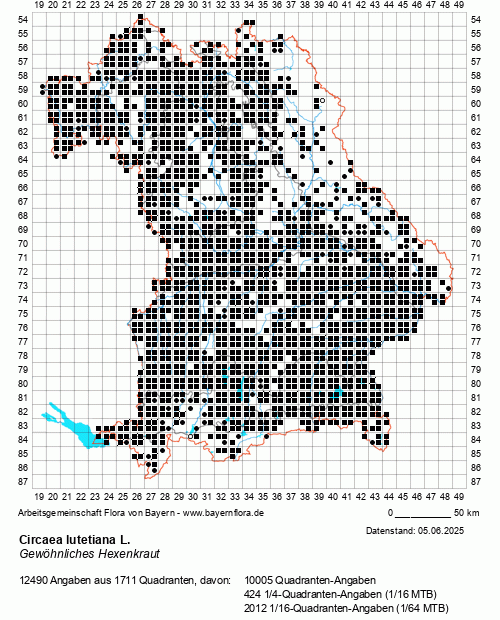 Die Verbreitungskarte zu Circaea lutetiana L. wird geladen ...