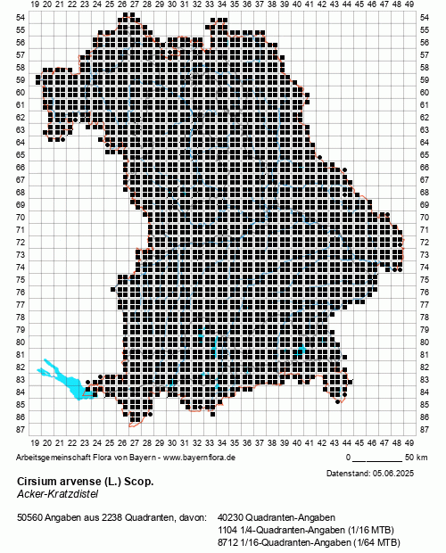 Die Verbreitungskarte zu Cirsium arvense (L.) Scop. wird geladen ...