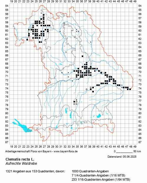 Die Verbreitungskarte zu Clematis recta L. wird geladen ...