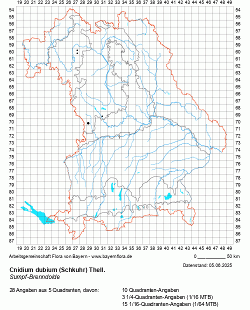 Die Verbreitungskarte zu Cnidium dubium (Schkuhr) Thell. wird geladen ...