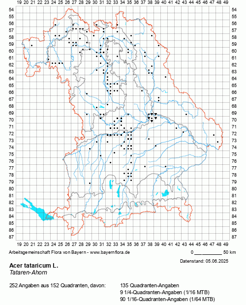 Die Verbreitungskarte zu Acer tataricum L. wird geladen ...