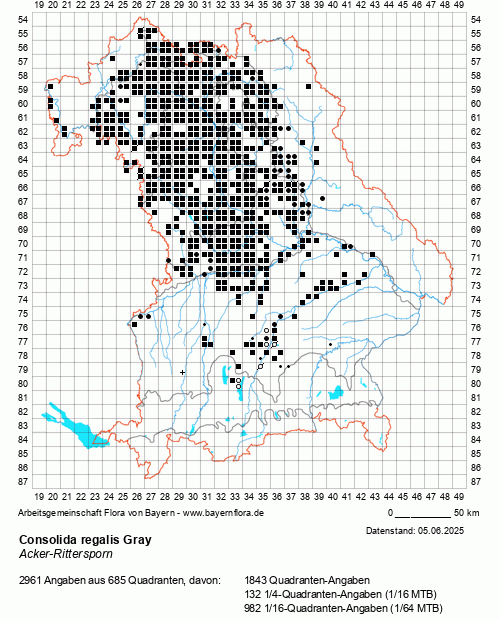 Die Verbreitungskarte zu Consolida regalis Gray wird geladen ...